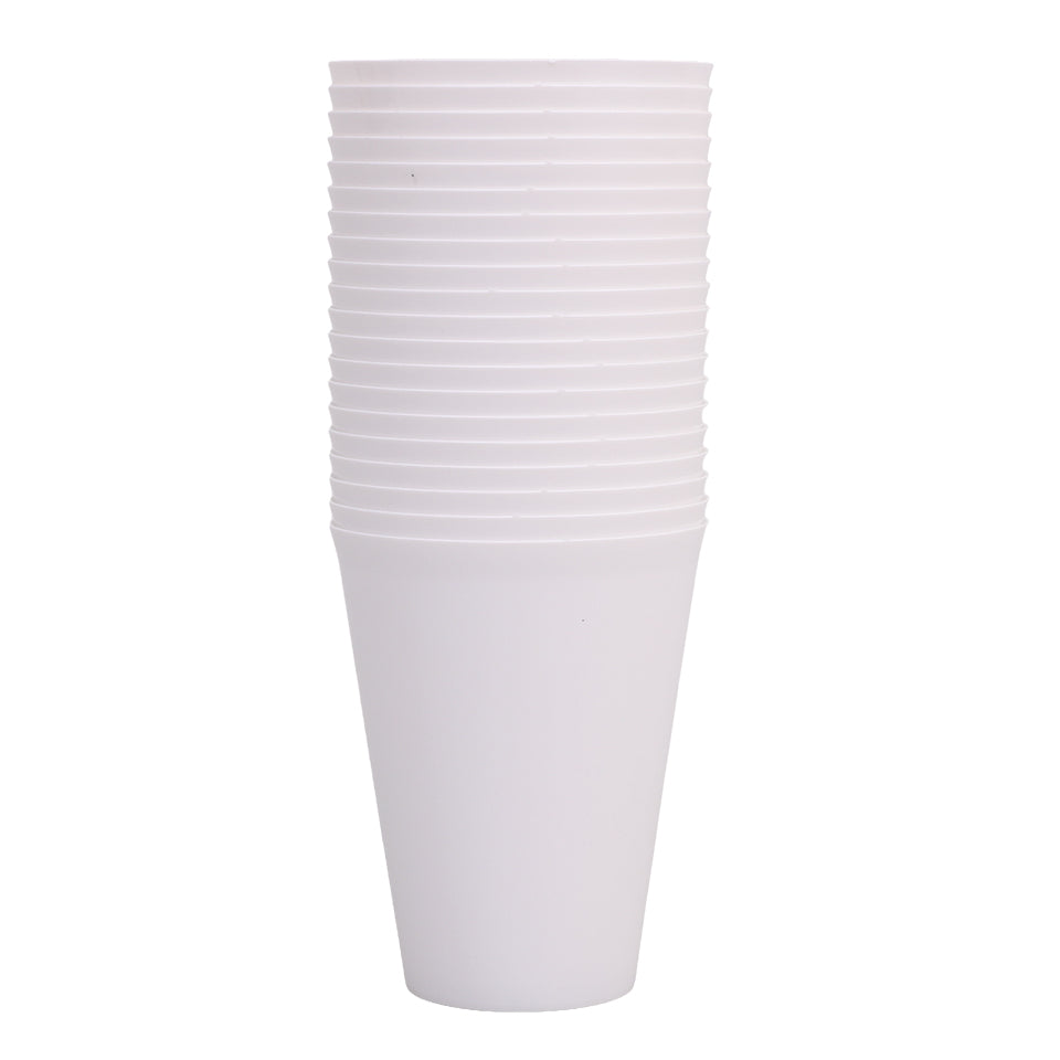 Reusable Plastic Cups - White - Pack of 20