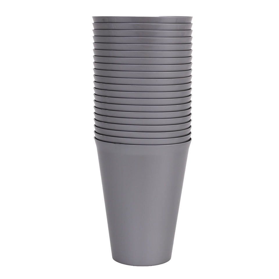 Reusable Plastic Cups - Silver - Pack of 20