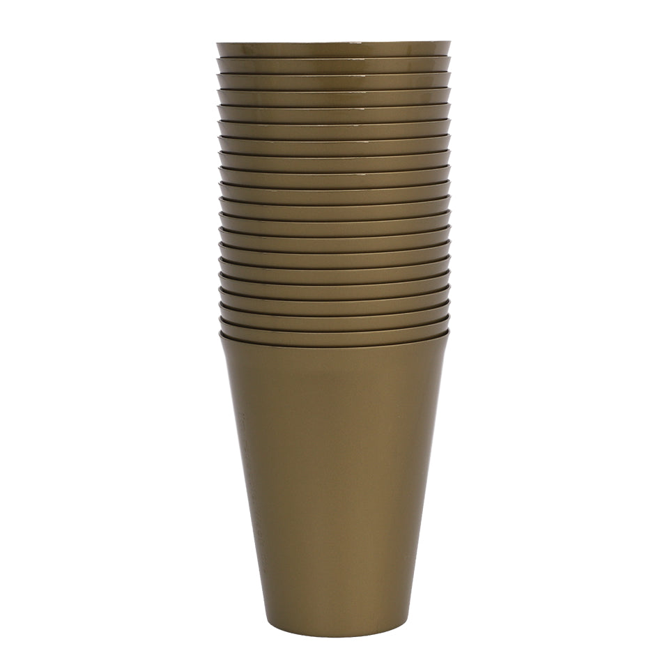 Reusable Plastic Cups - Gold - Pack of 20