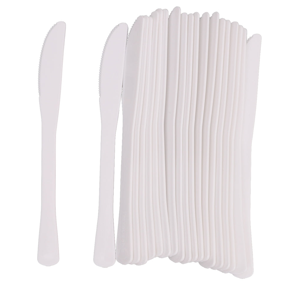 Reusable Plastic Knives - White - Pack of 20