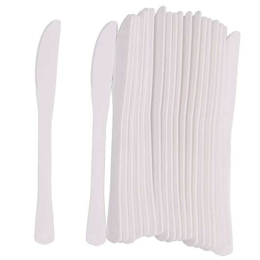 Reusable Plastic Knives - White - Pack of 20