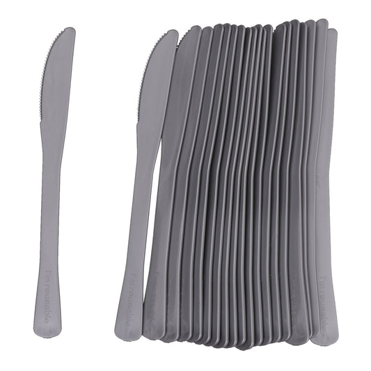 Reusable Plastic Knives - Silver - Pack of 20