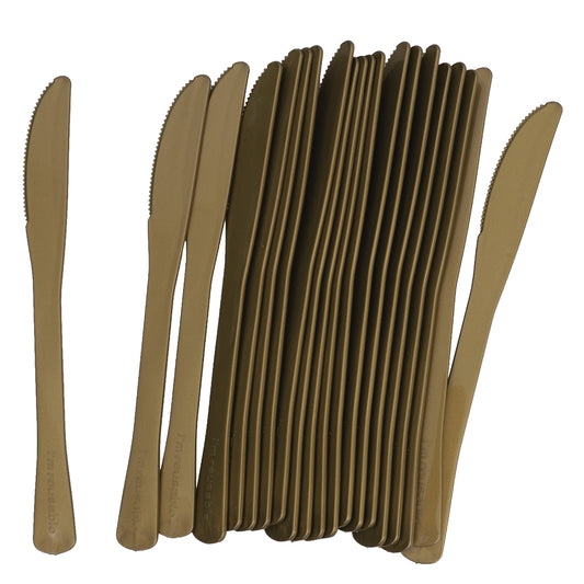 Reusable Plastic Knives - Gold - Pack of 20