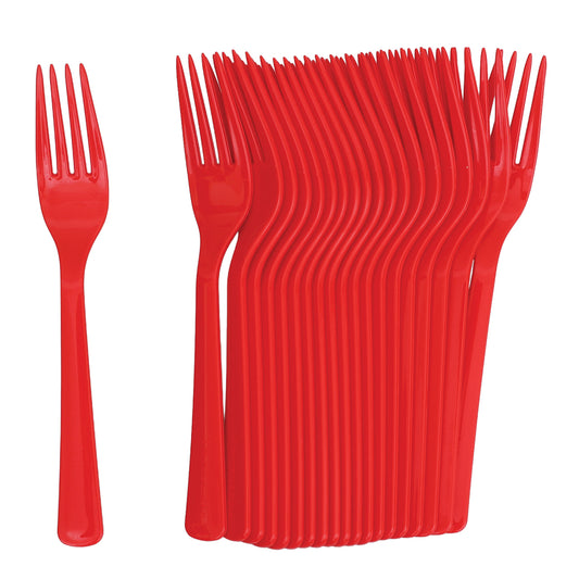 Reusable Plastic Forks - Red - Pack of 20