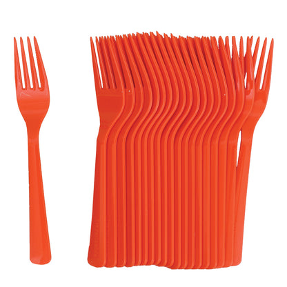 Reusable Plastic Forks - Orange - Pack of 20