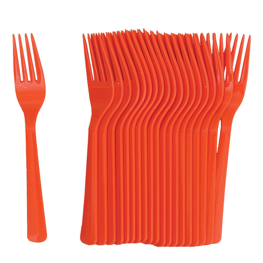 Reusable Plastic Forks - Orange - Pack of 20