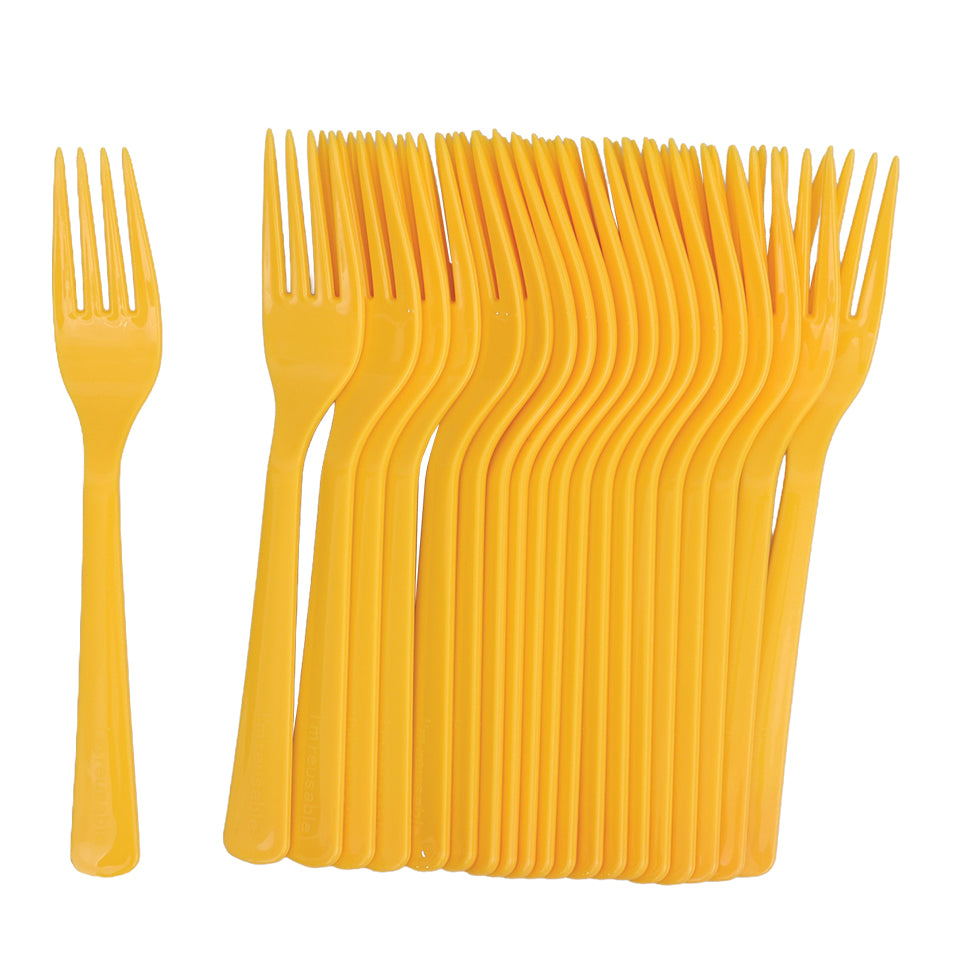 Reusable Plastic Forks - Yellow - Pack of 20
