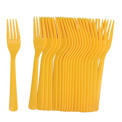 Reusable Plastic Forks - Yellow - Pack of 20