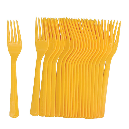 Reusable Plastic Forks - Yellow - Pack of 20