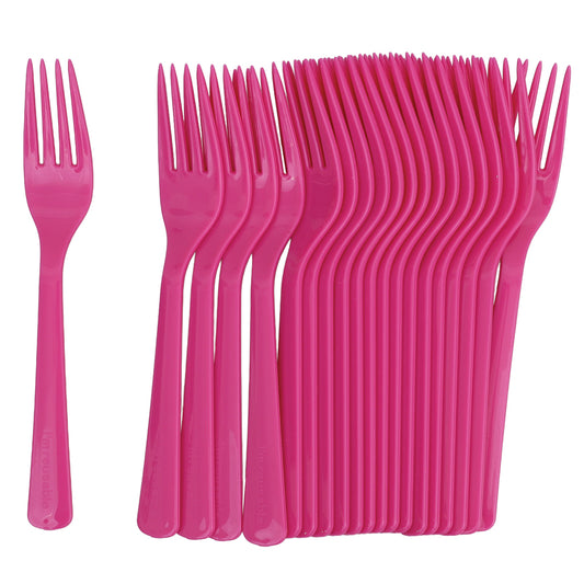 Reusable Plastic Forks - Pink - Pack of 20