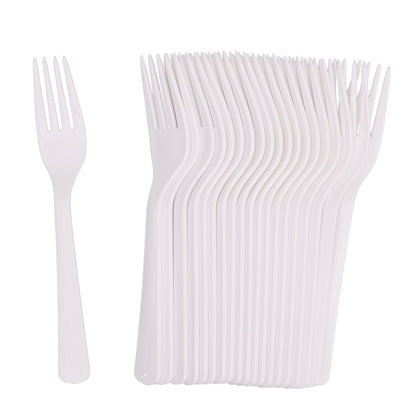 Reusable Plastic Forks - White - Pack of 20