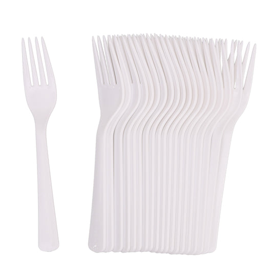 Reusable Plastic Forks - White - Pack of 20