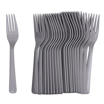 Reusable Plastic Forks - Silver - Pack of 20