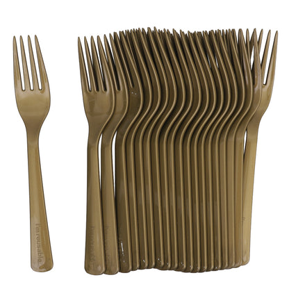 Reusable Plastic Forks - Gold - Pack of 20