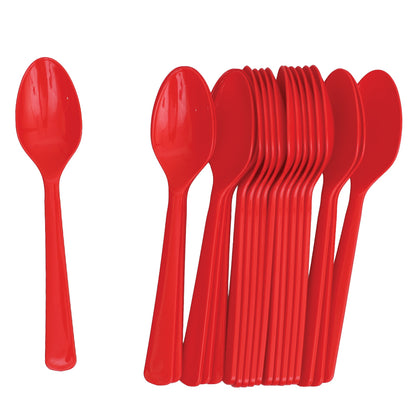 Reusable Plastic Spoons - Red - Pack of 20