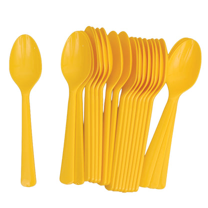 Reusable Plastic Spoons - Yellow - Pack of 20