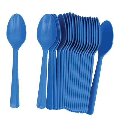 Reusable Plastic Spoons - Blue - Pack of 20