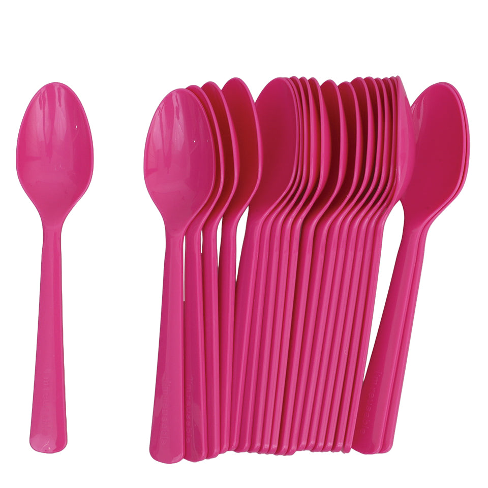 Reusable Plastic Spoons - Pink - Pack of 20