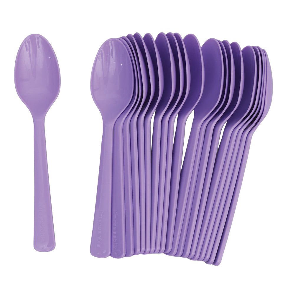 Reusable Plastic Spoons - Purple - Pack of 20