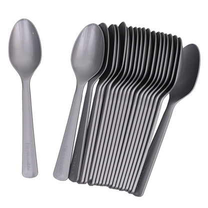 Reusable Plastic Spoons - Silver - Pack of 20