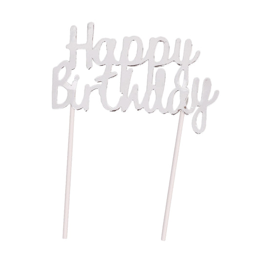 Happy Birthday Topper - Silver - Each