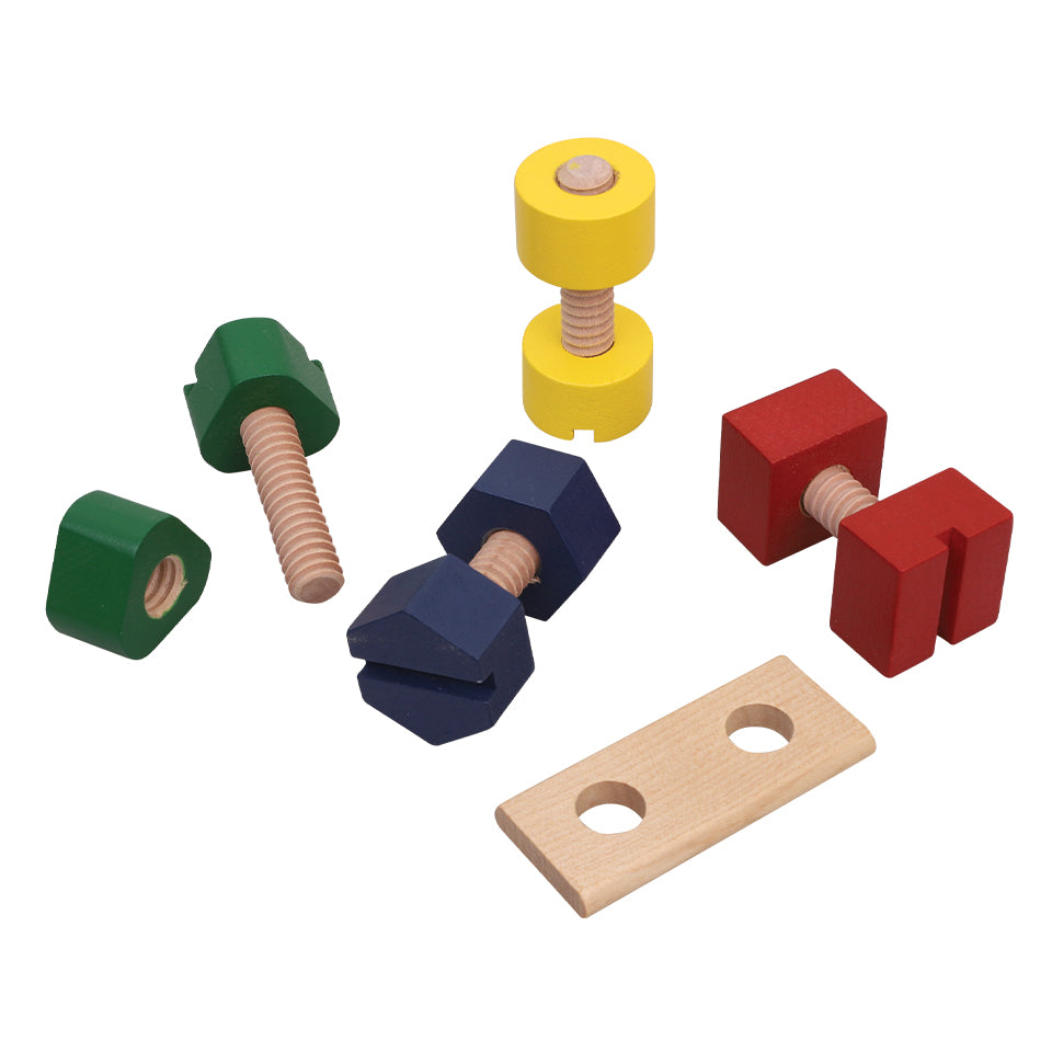 Wooden Bolts & Nuts - Pack of 56
